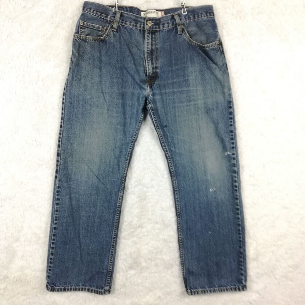 Levi's Mens Jeans 505 Straight Fit Denim Blue Medium Wash Whiskering 36x30